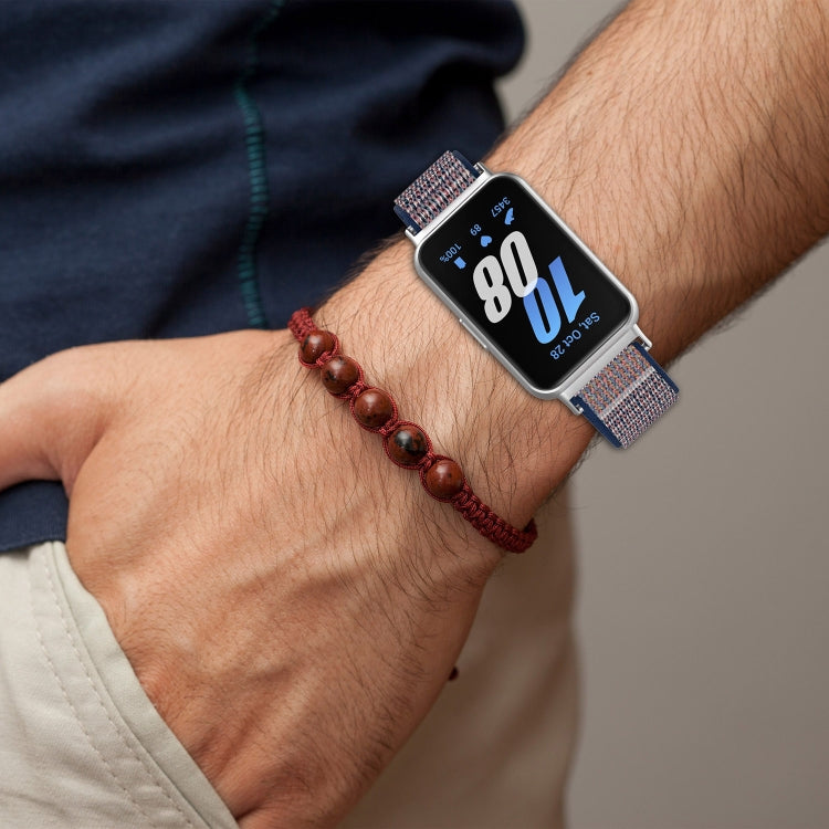 For Samsung Galaxy Fit 3 Nylon Loop Hook and Loop Fastener Watch Band(Blue Sea) by bashfashion