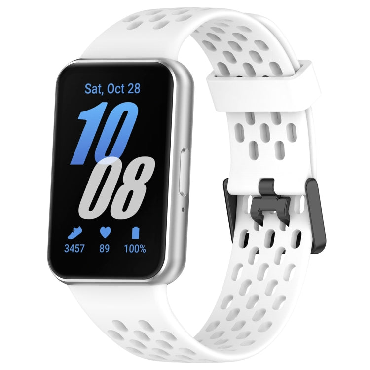 For Samsung Galaxy Fit 3 Hole Style Dual Buckle Silicone Watch Band(White) by bashfashion