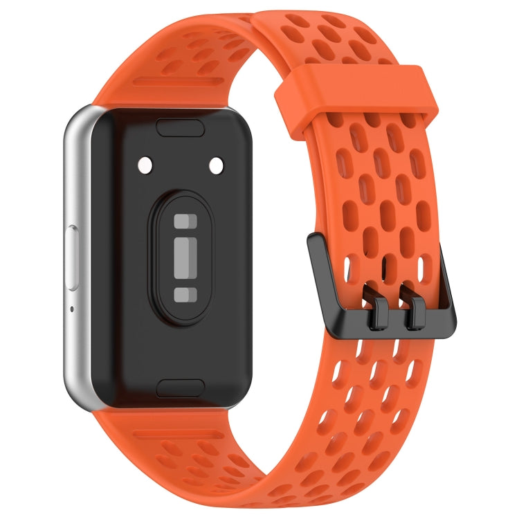 For Samsung Galaxy Fit 3 Hole Style Dual Buckle Silicone Watch Band(Orange) by bashfashion