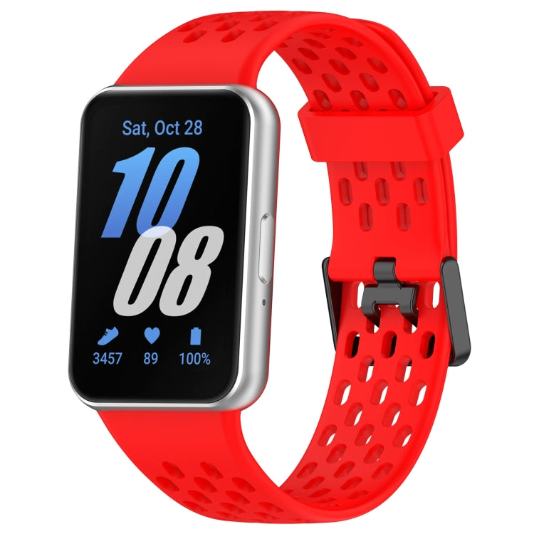 For Samsung Galaxy Fit 3 Hole Style Dual Buckle Silicone Watch Band(Red) by bashfashion