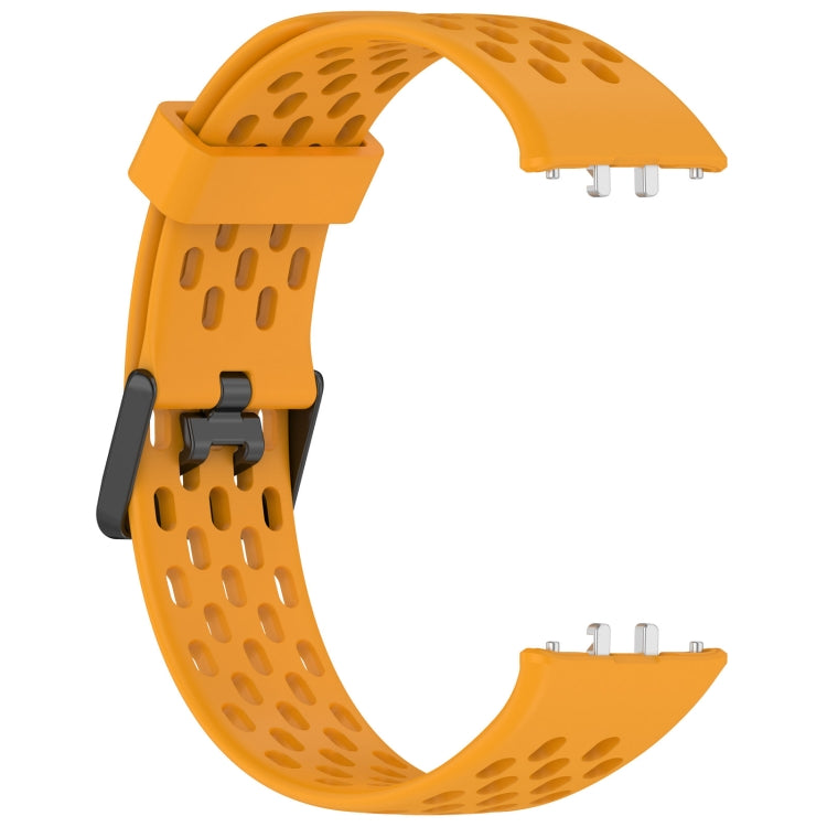 For Samsung Galaxy Fit 3 Hole Style Dual Buckle Silicone Watch Band(Yellow) by bashfashion