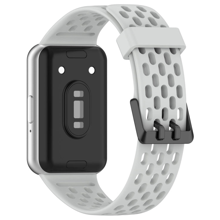 For Samsung Galaxy Fit 3 Hole Style Dual Buckle Silicone Watch Band(Light Grey) by bashfashion