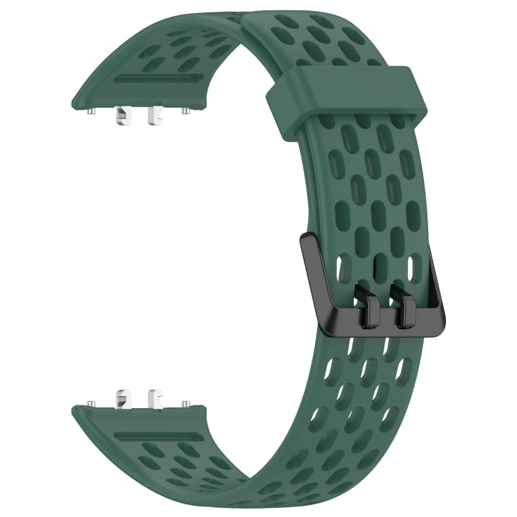 For Samsung Galaxy Fit 3 Hole Style Dual Buckle Silicone Watch Band(Dark Green) by bashfashion