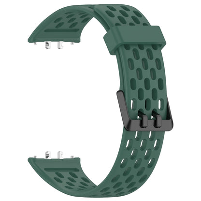 For Samsung Galaxy Fit 3 Hole Style Dual Buckle Silicone Watch Band(Dark Green) by bashfashion