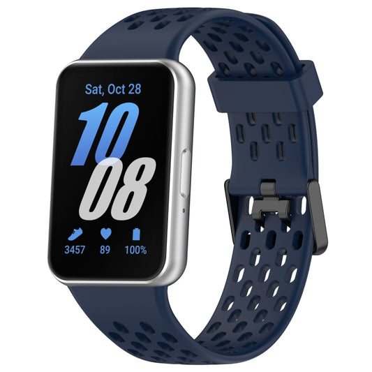 For Samsung Galaxy Fit 3 Hole Style Dual Buckle Silicone Watch Band(Midnight Blue) by bashfashion