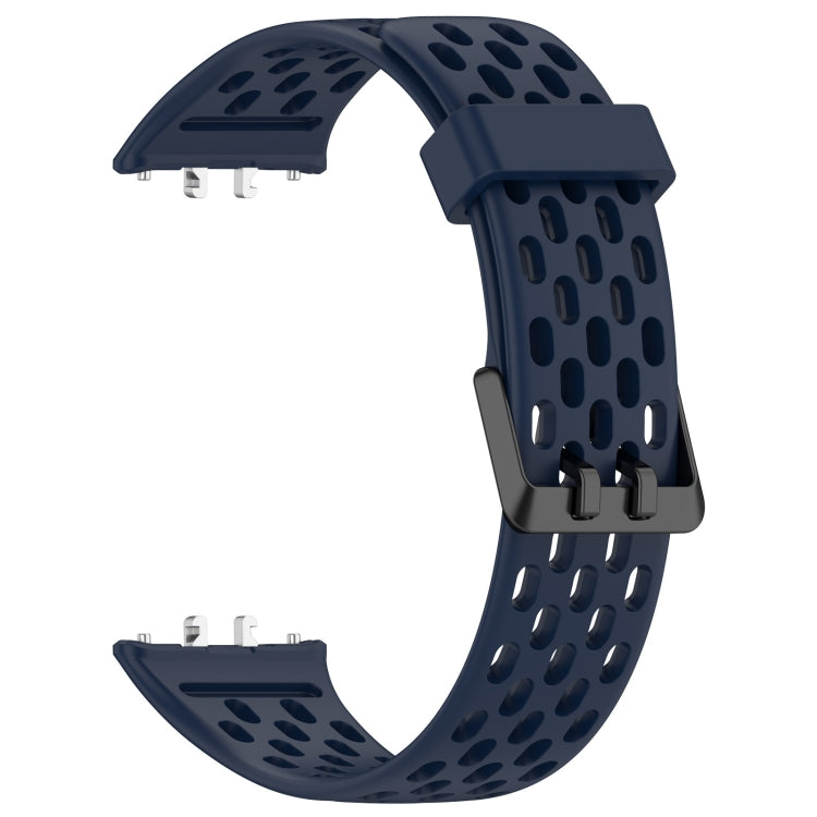 For Samsung Galaxy Fit 3 Hole Style Dual Buckle Silicone Watch Band(Midnight Blue) by bashfashion