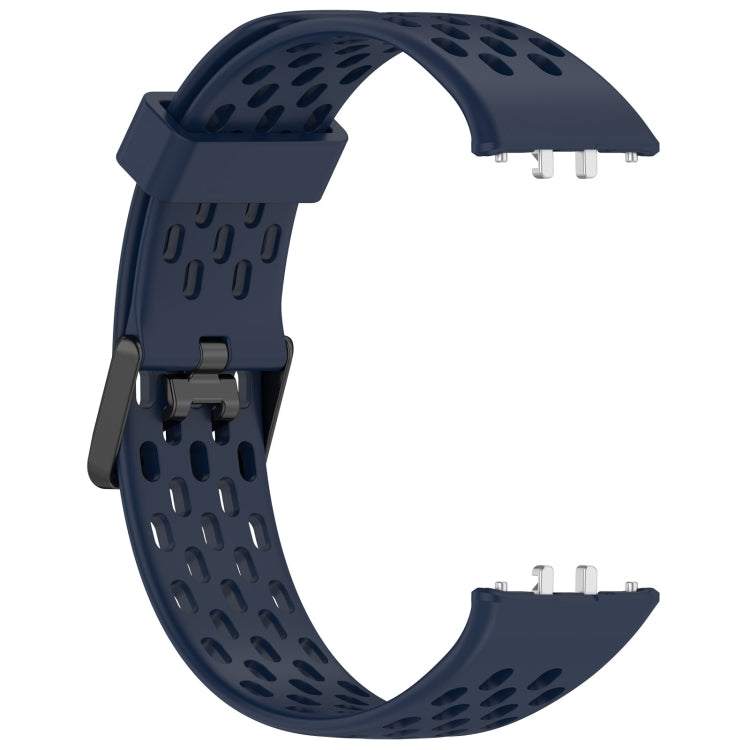 For Samsung Galaxy Fit 3 Hole Style Dual Buckle Silicone Watch Band(Midnight Blue) by bashfashion