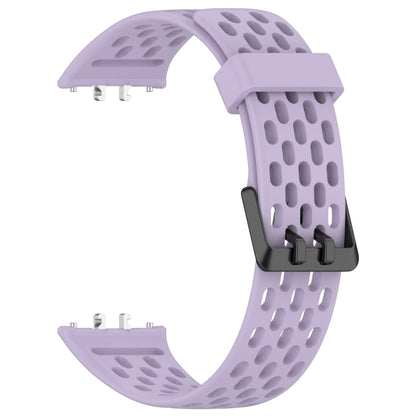 For Samsung Galaxy Fit 3 Hole Style Dual Buckle Silicone Watch Band(Purple) by bashfashion