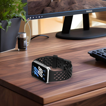 For Samsung Galaxy Fit 3 Hole Style Dual Buckle Silicone Watch Band(Black) by bashfashion