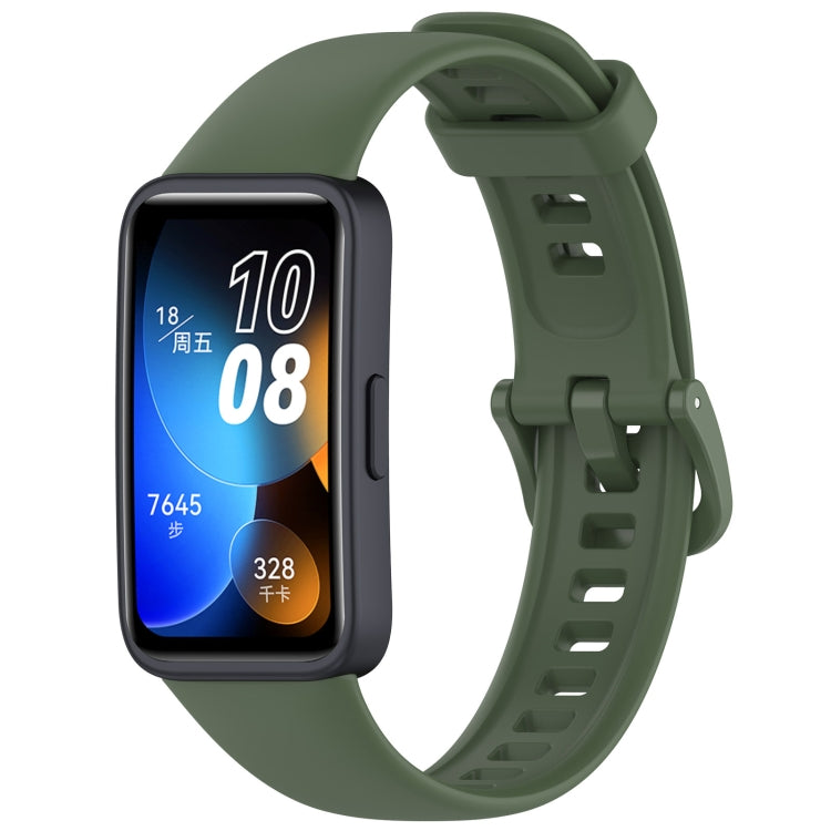 For Huawei Band 10 / 9 / 8 Solid Color Colorful Buckle Silicone Watch Band(Dark Green) by bashfashion