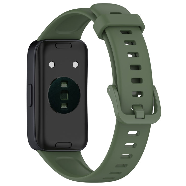 For Huawei Band 10 / 9 / 8 Solid Color Colorful Buckle Silicone Watch Band(Dark Green) by bashfashion