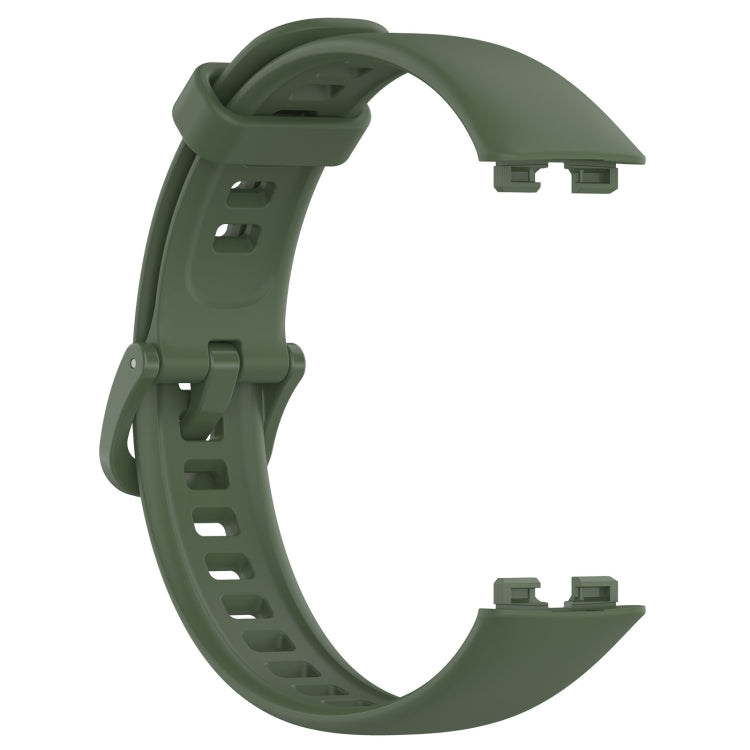 For Huawei Band 10 / 9 / 8 Solid Color Colorful Buckle Silicone Watch Band(Dark Green) by bashfashion