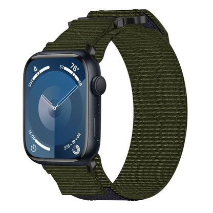For Apple Watch Series 9 41mm Nylon Hook And Loop Fastener Watch Band(Army Green) by bashfashion