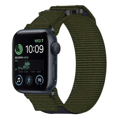 For Apple Watch SE 2022 40mm Nylon Hook And Loop Fastener Watch Band(Army Green) by bashfashion