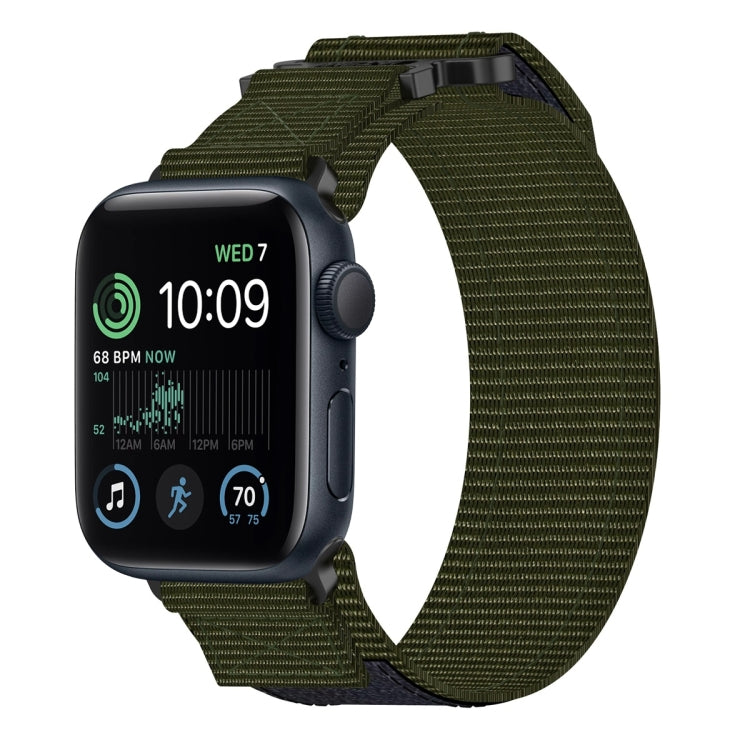 For Apple Watch SE 2022 44mm Nylon Hook And Loop Fastener Watch Band(Army Green) by bashfashion