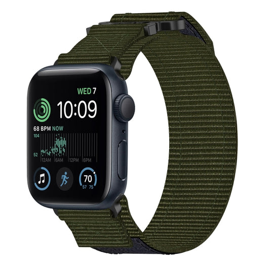 For Apple Watch SE 2022 44mm Nylon Hook And Loop Fastener Watch Band(Army Green) by bashfashion