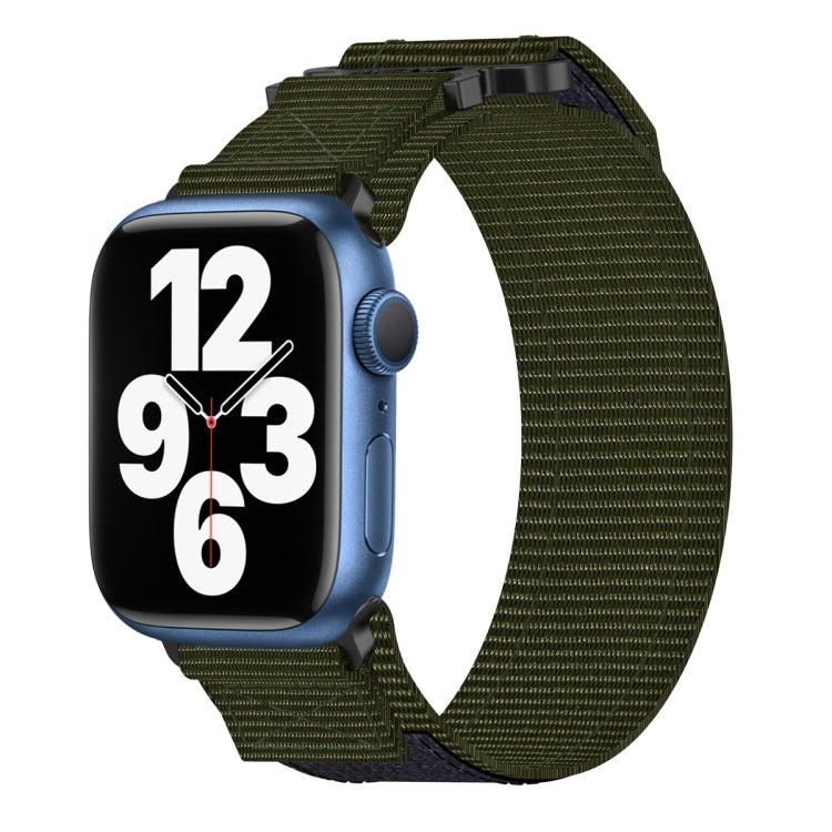 For Apple Watch Series 7 45mm Nylon Hook And Loop Fastener Watch Band(Army Green) by bashfashion