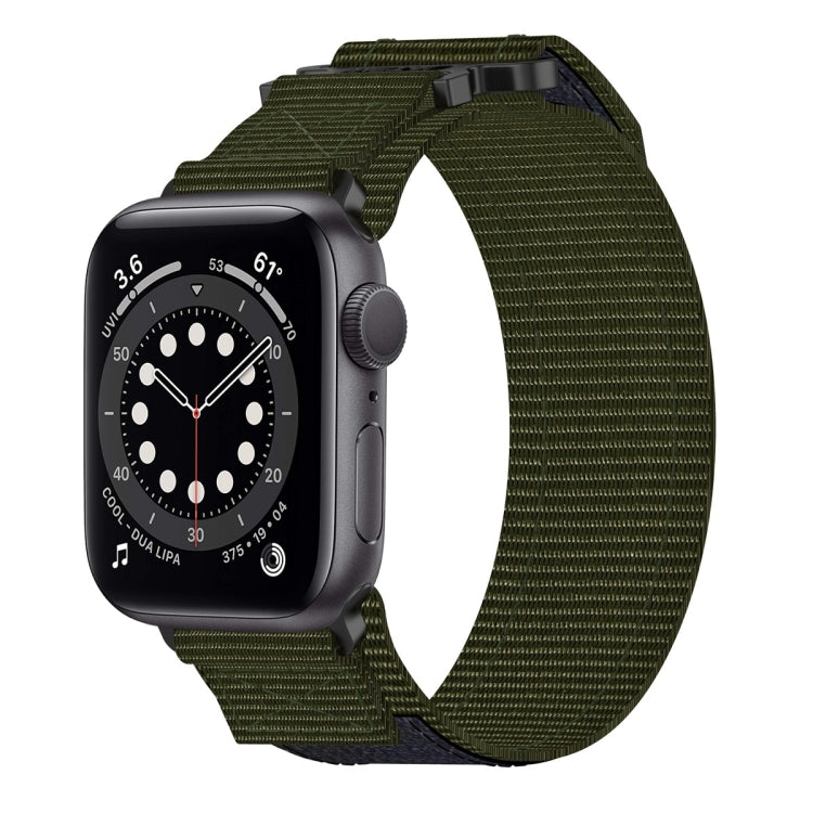 For Apple Watch Series 6 40mm Nylon Hook And Loop Fastener Watch Band(Army Green) by bashfashion