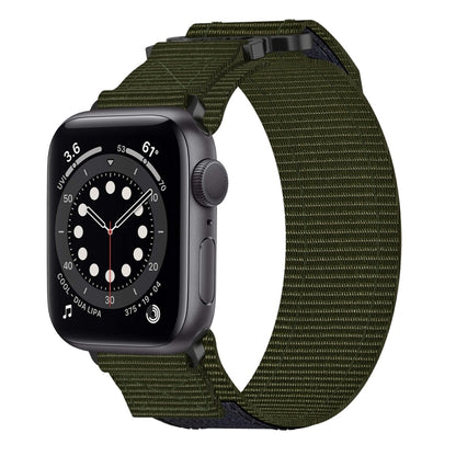 For Apple Watch Series 6 40mm Nylon Hook And Loop Fastener Watch Band(Army Green) by bashfashion