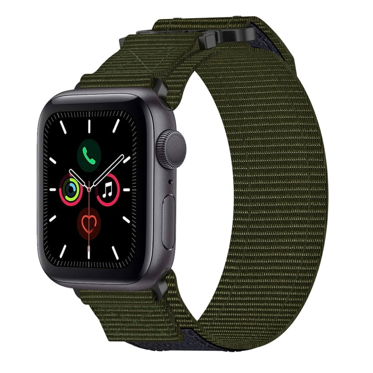 For Apple Watch Series 5 44mm Nylon Hook And Loop Fastener Watch Band(Army Green) by bashfashion