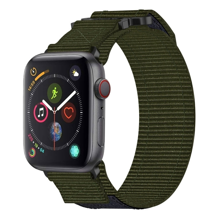 For Apple Watch Series 4 44mm Nylon Hook And Loop Fastener Watch Band(Army Green) by bashfashion