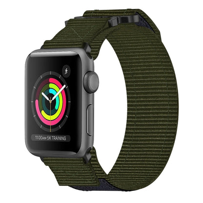 For Apple Watch Series 3 42mm Nylon Hook And Loop Fastener Watch Band(Army Green) by bashfashion
