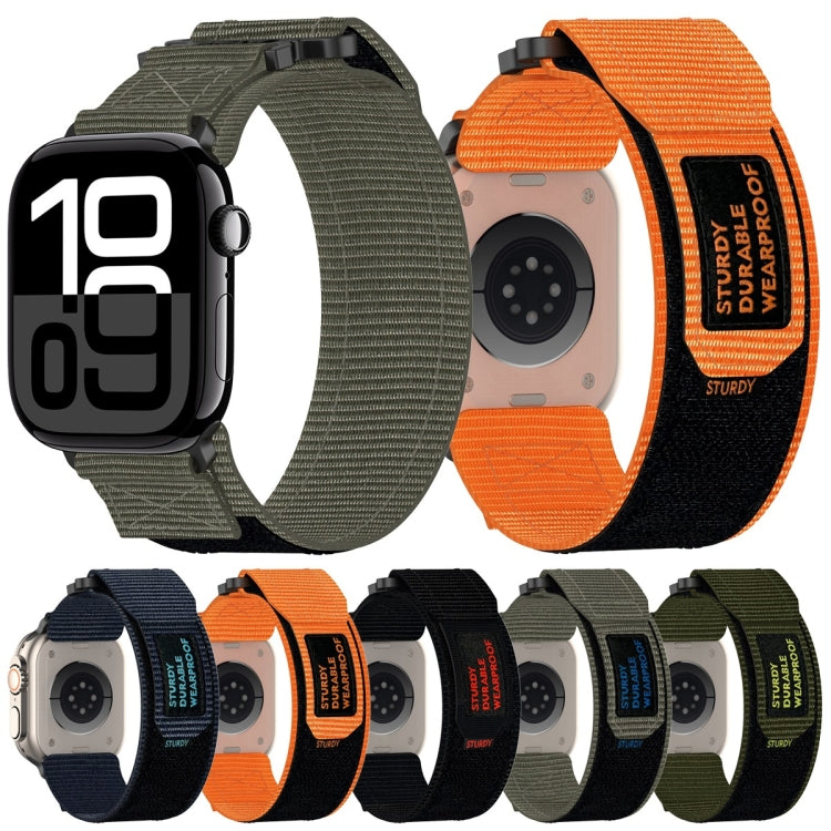For Apple Watch Series 9 45mm Nylon Hook And Loop Fastener Watch Band(Army Green) by bashfashion