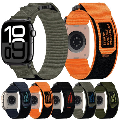For Apple Watch Series 7 45mm Nylon Hook And Loop Fastener Watch Band(Army Green) by bashfashion