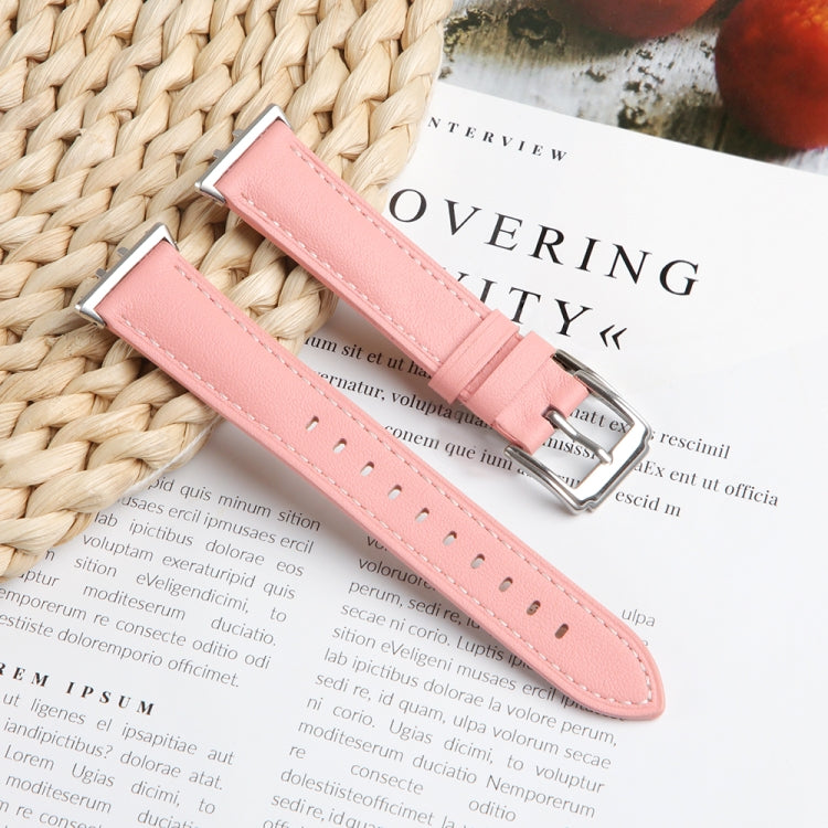 For Honor Band 9 Genuine Leather Watch Band(Pink) by bashfashion