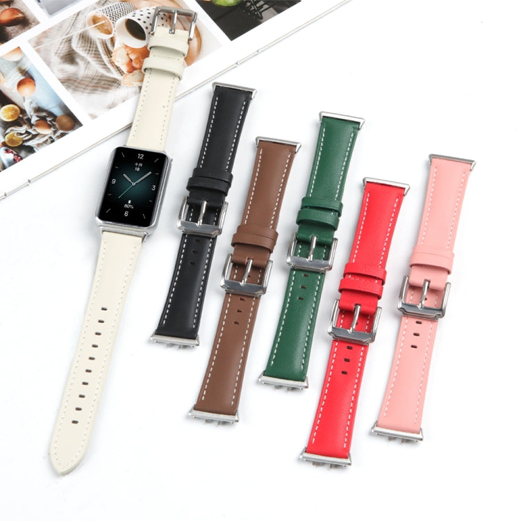 For Honor Band 9 Genuine Leather Watch Band(Pink) by bashfashion