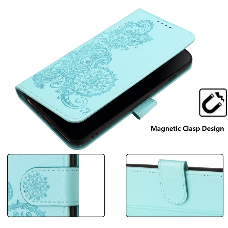 For iPhone 16e Datura Flower Embossed Flip Leather Phone Case(Light Blue) by bashfashion