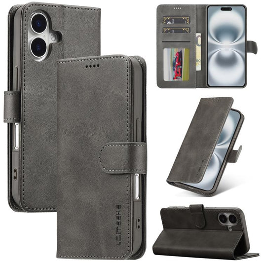 LC.IMEEKE Calf Texture Horizontal Flip Leather Case For iPhone 17(Grey) by LC.IMEEKE