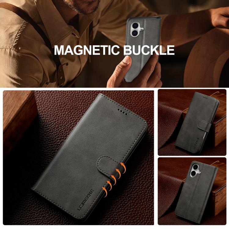 LC.IMEEKE Calf Texture Horizontal Flip Leather Case For iPhone 17(Grey) by LC.IMEEKE