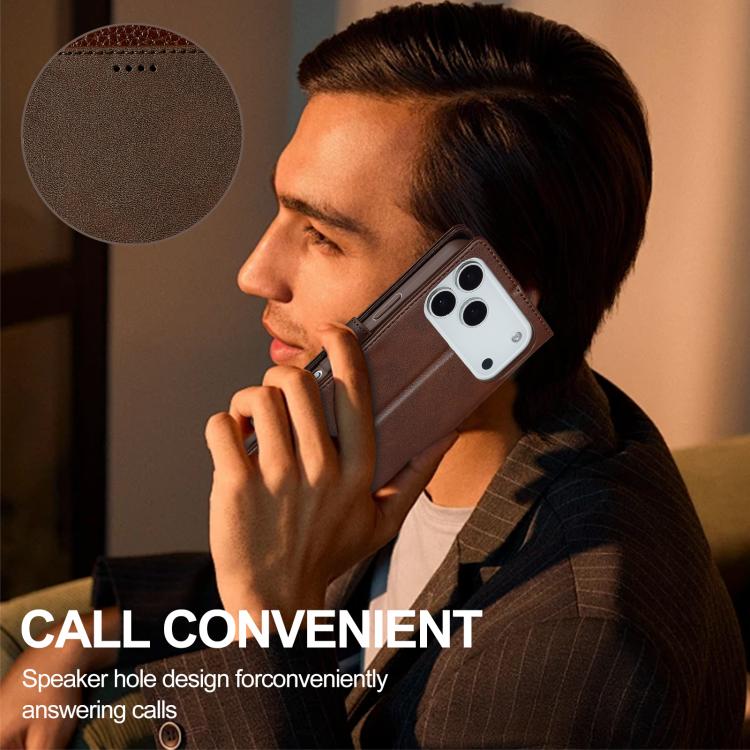 LC.IMEEKE Calf Texture Horizontal Flip Leather Case For iPhone 17 Pro(Brown) by LC.IMEEKE