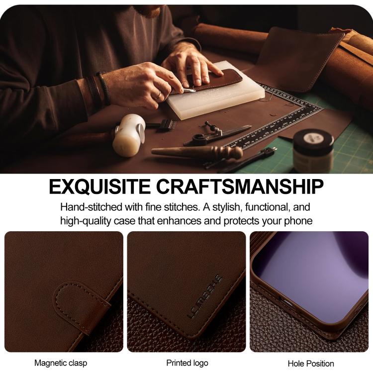 LC.IMEEKE Calf Texture Horizontal Flip Leather Case For iPhone 17 Pro Max(Brown) by LC.IMEEKE