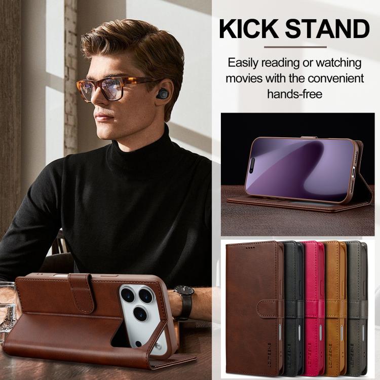 LC.IMEEKE Calf Texture Horizontal Flip Leather Case For iPhone 17 Pro Max(Brown) by LC.IMEEKE