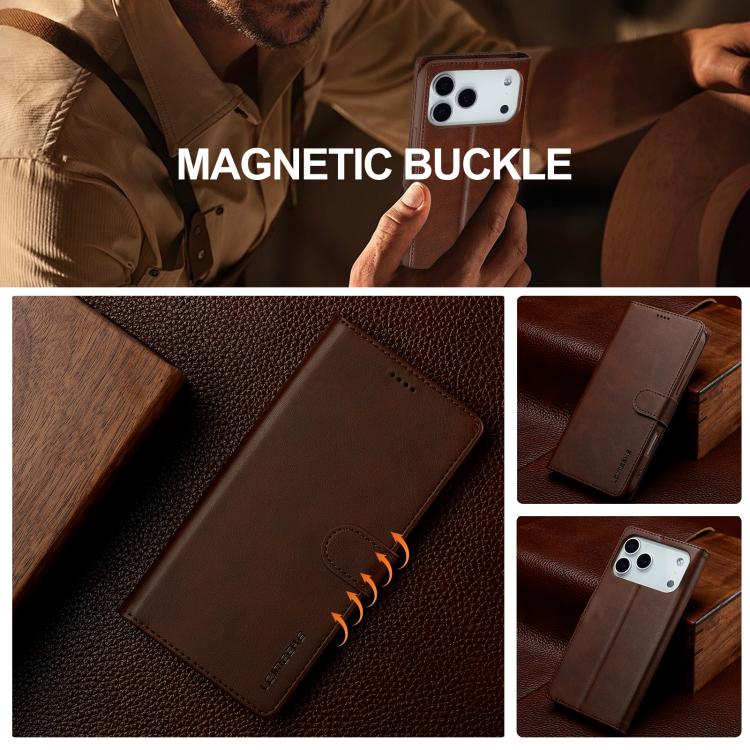 LC.IMEEKE Calf Texture Horizontal Flip Leather Case For iPhone 17 Pro Max(Brown) by LC.IMEEKE