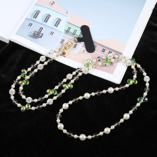 Mobile Phone Anti-lost Long Chain Flash Diamond Pearl Crossbody Lanyard(Green) by bashfashion