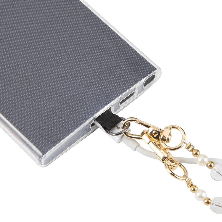 Mobile Phone Anti-lost Long Chain Flash Diamond Pearl Crossbody Lanyard(Light Yellow) by bashfashion