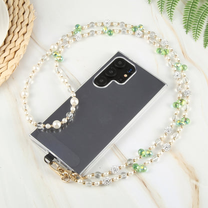 Mobile Phone Anti-lost Long Chain Flash Diamond Pearl Crossbody Lanyard(Green) by bashfashion