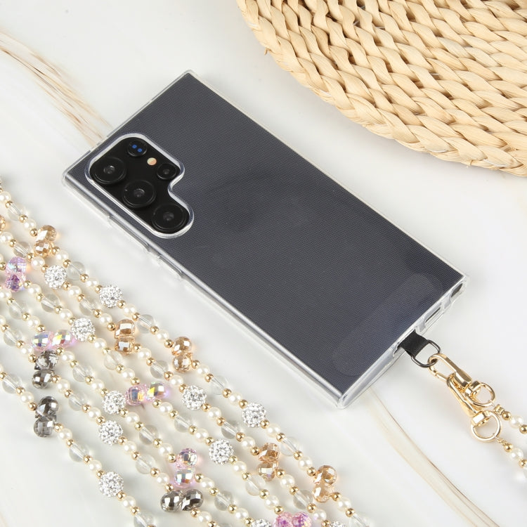 Mobile Phone Anti-lost Long Chain Flash Diamond Pearl Crossbody Lanyard(Pink) by bashfashion