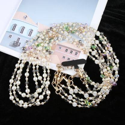 Mobile Phone Anti-lost Long Chain Flash Diamond Pearl Crossbody Lanyard(Pink) by bashfashion