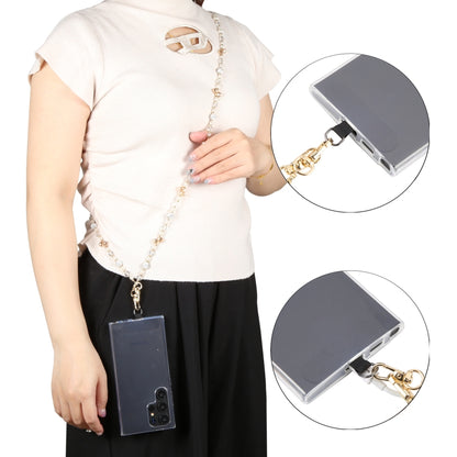 Mobile Phone Anti-lost Long Chain Flash Diamond Pearl Crossbody Lanyard(Black) by bashfashion