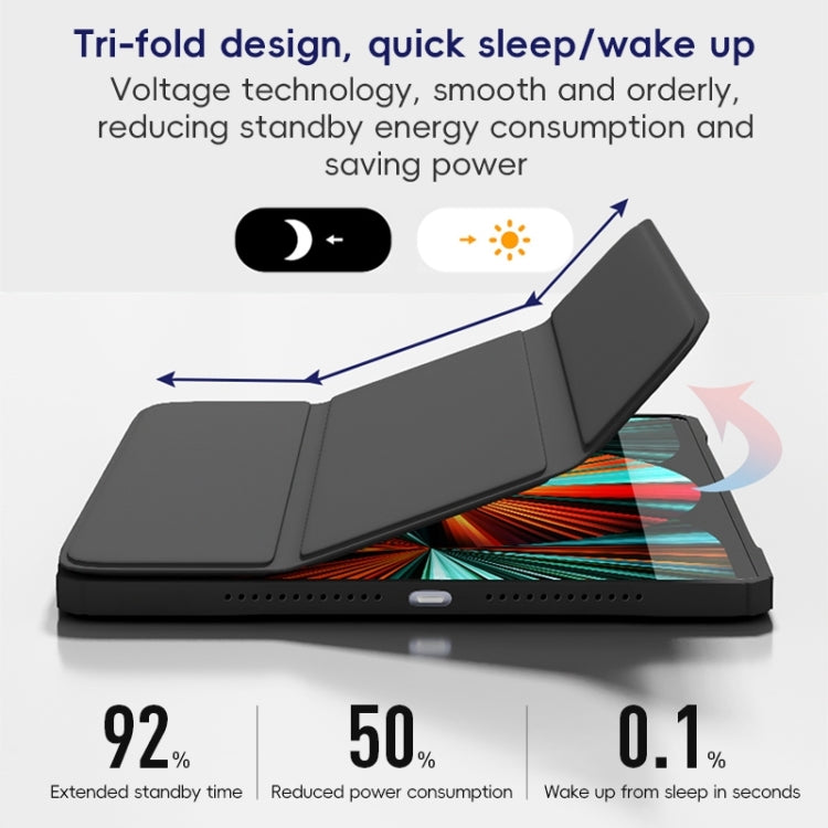 For iPad 10.2 2021/2020/2019 ZGA Tri-Fold Voltage Smart Leather Tablet Case(Black) by ZGA