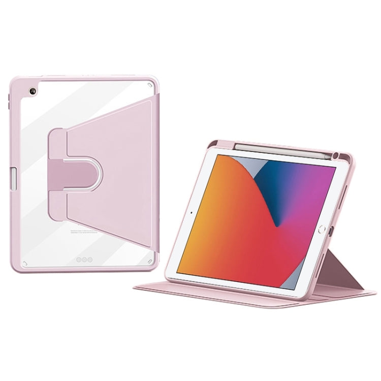 For iPad 10.2 2021/2020/2019 ZGA Tri-Fold 360 Rotation Smart Leather Tablet Case(Pink) by ZGA