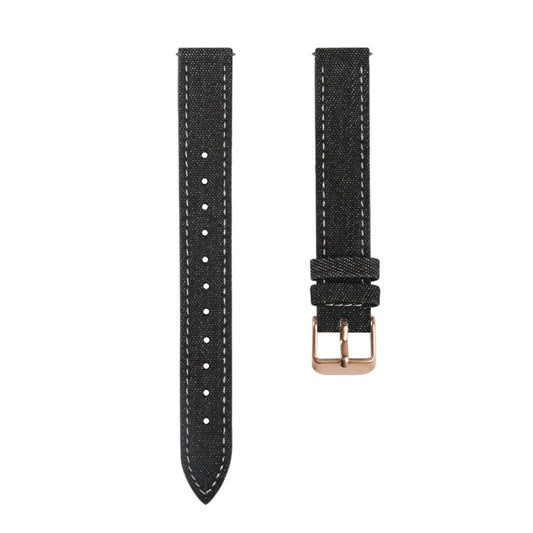 For Garmin Lily 2 14mm Linen Fabric Leather Watch Band(Black) by bashfashion