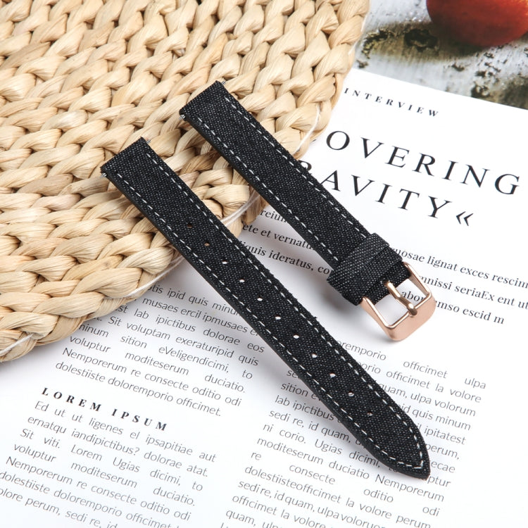 For Garmin Lily 2 14mm Linen Fabric Leather Watch Band(Black) by bashfashion