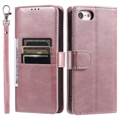 For iPhone 16e Simple 6-Card Wallet Leather Phone Case(Rose Gold) by bashfashion