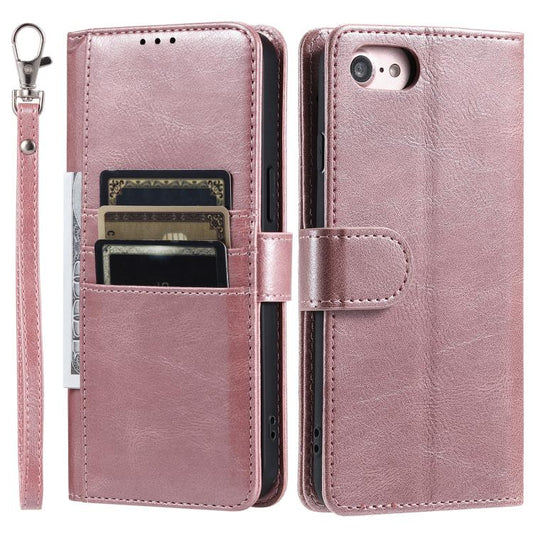 For iPhone 16e Simple 6-Card Wallet Leather Phone Case(Rose Gold) by bashfashion