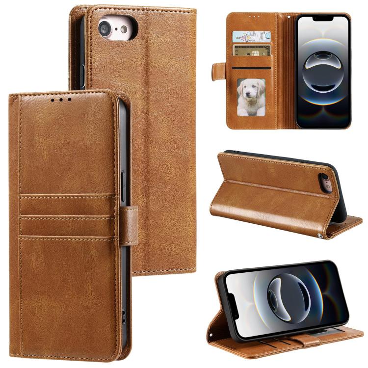 For iPhone 16e Simple 6-Card Wallet Leather Phone Case(Brown) by bashfashion